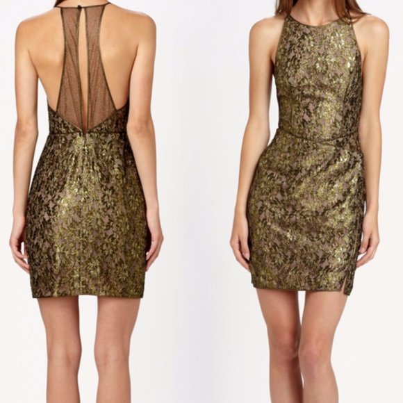 Gold Lace BCBG Cocktail Dress - Picture 2 of 6